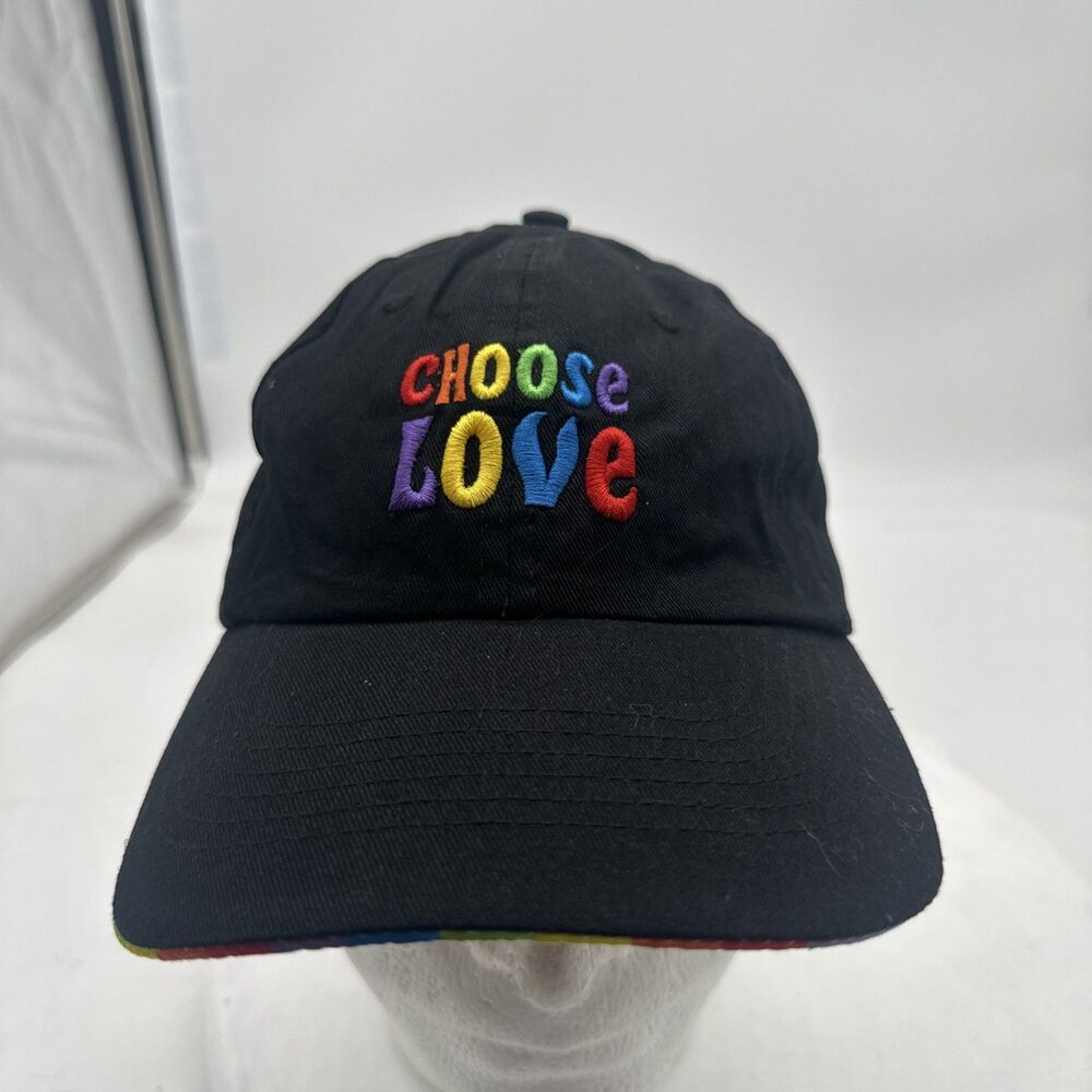 CHOOSE LOVE Hat Gay Pride Rainbow LGBTQ Black Embroidered